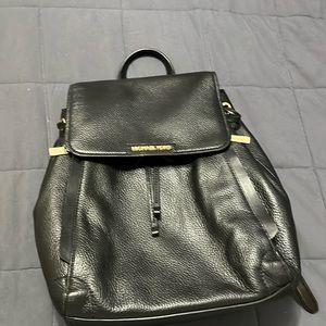 Michael Kors black leather backpack purse EUC.